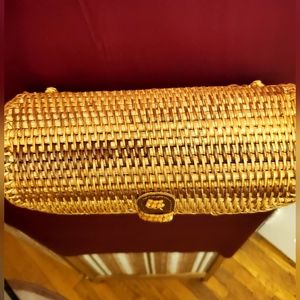 Wicker basket-like purse